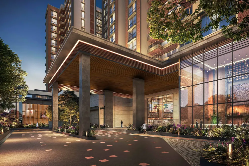 Residential towers above a landscaped drive — Brigade Avalon (3 of 6)