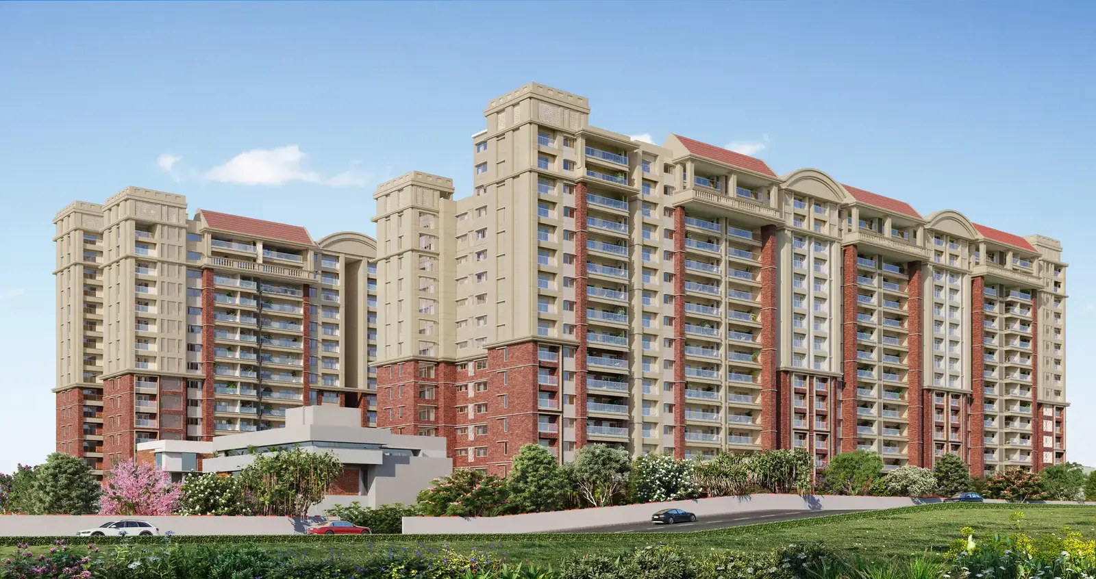 Residential towers with landscaped grounds