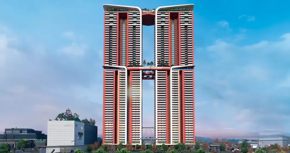 Office and residential towers at dusk — Brigade Gateway at Neopolis (2 of 4)
