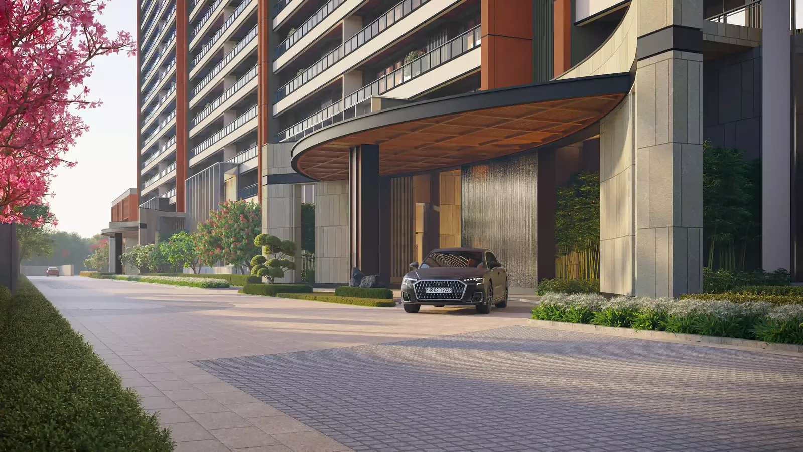 Front elevation of the towers above a landscaped podium — Godrej Sora (6 of 6)