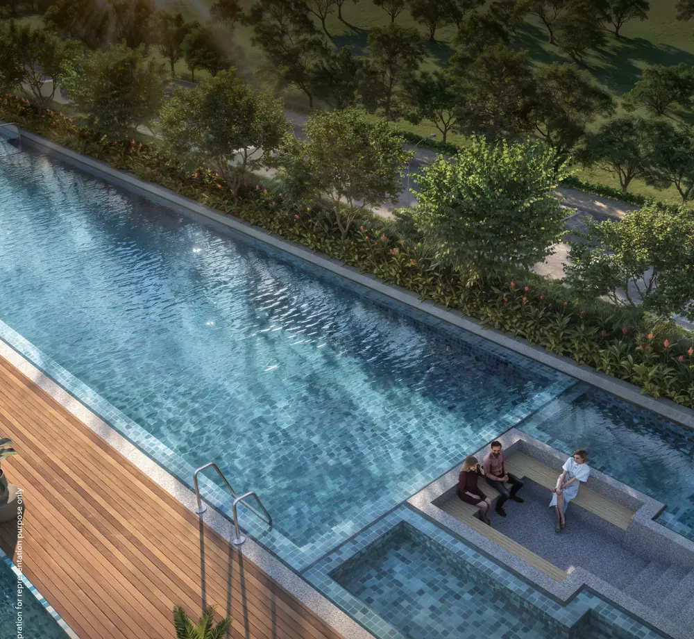 Twin towers above a landscaped podium under a blue sky — Godrej Eternal Palms (2 of 5)