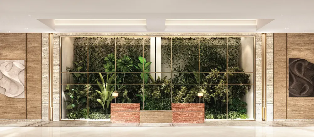 Twin towers above a landscaped podium under a blue sky — Godrej Eternal Palms (4 of 5)