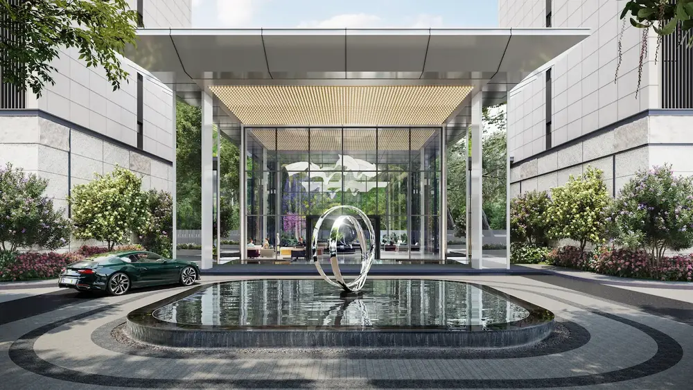 Aerial view of three towers above landscaped grounds — Godrej Miraya (3 of 6)