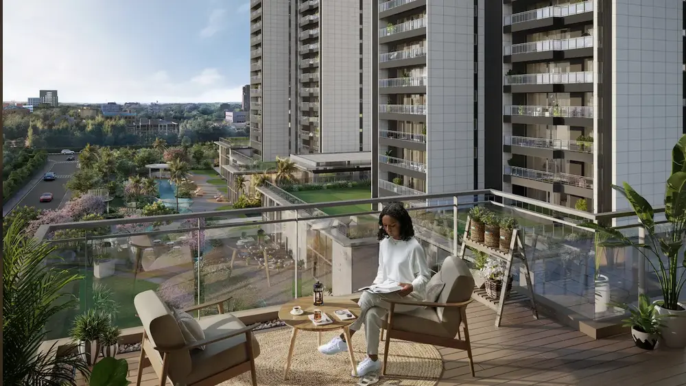 Aerial view of three towers above landscaped grounds — Godrej Miraya (5 of 6)