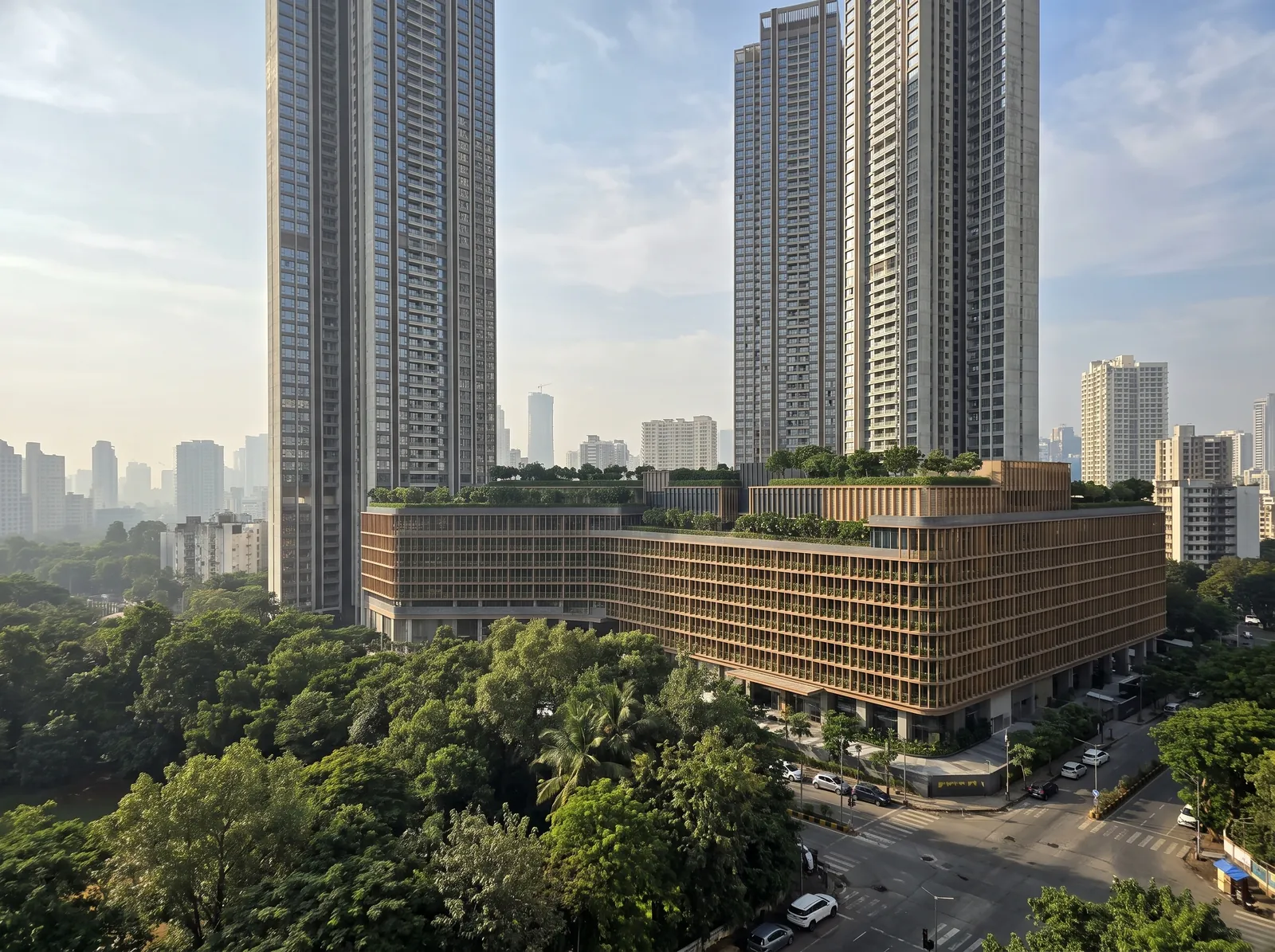 Forest-edged community with amphitheatre garden