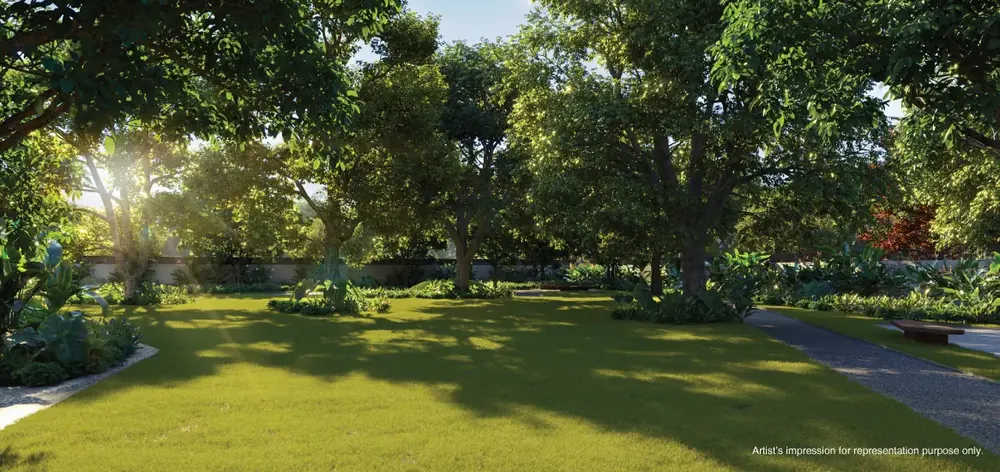 Resort-style towers rising over layered landscaped gardens — Godrej Reserve (7 of 7)
