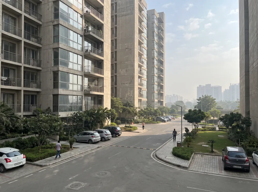 Dusk exterior with topiary garden — Godrej Samaris (2 of 5)