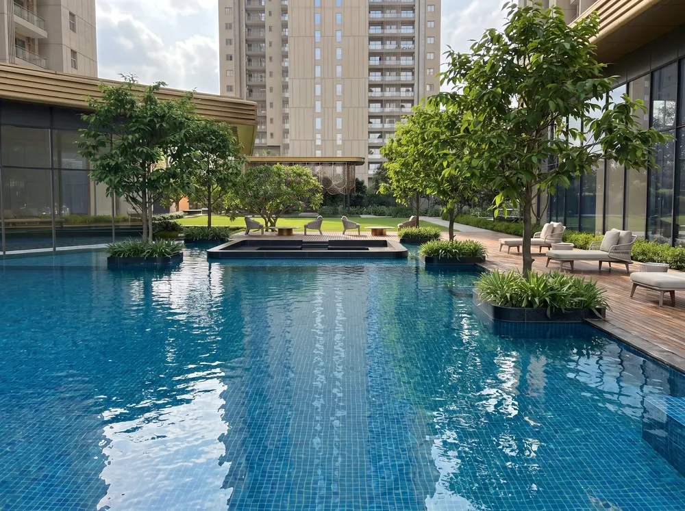 Dusk exterior with topiary garden — Godrej Samaris (4 of 5)
