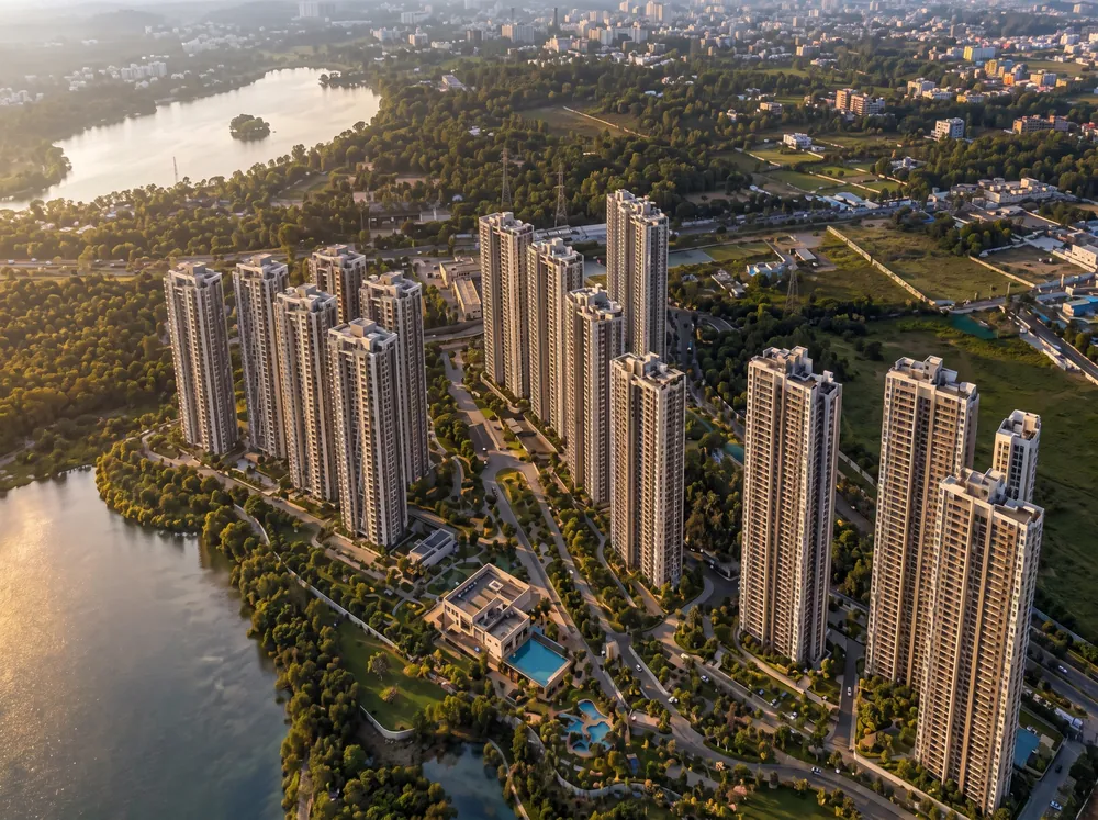 Forest-edged towers with mirror-water clubhouse — Godrej Vanantara (2 of 5)