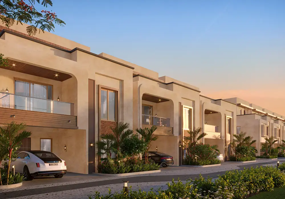 A row of villas with lit facades at dusk — Daintree by Mana (2 of 6)