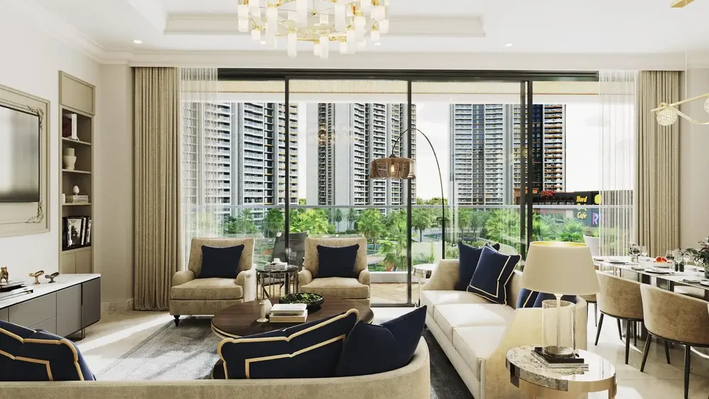 High-rise towers around an open green — The Prestige City Indirapuram (6 of 7)