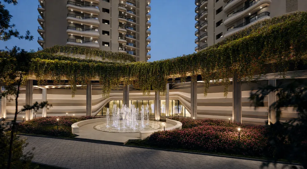 Wave-form towers at dusk — Sobha Altus (2 of 5)