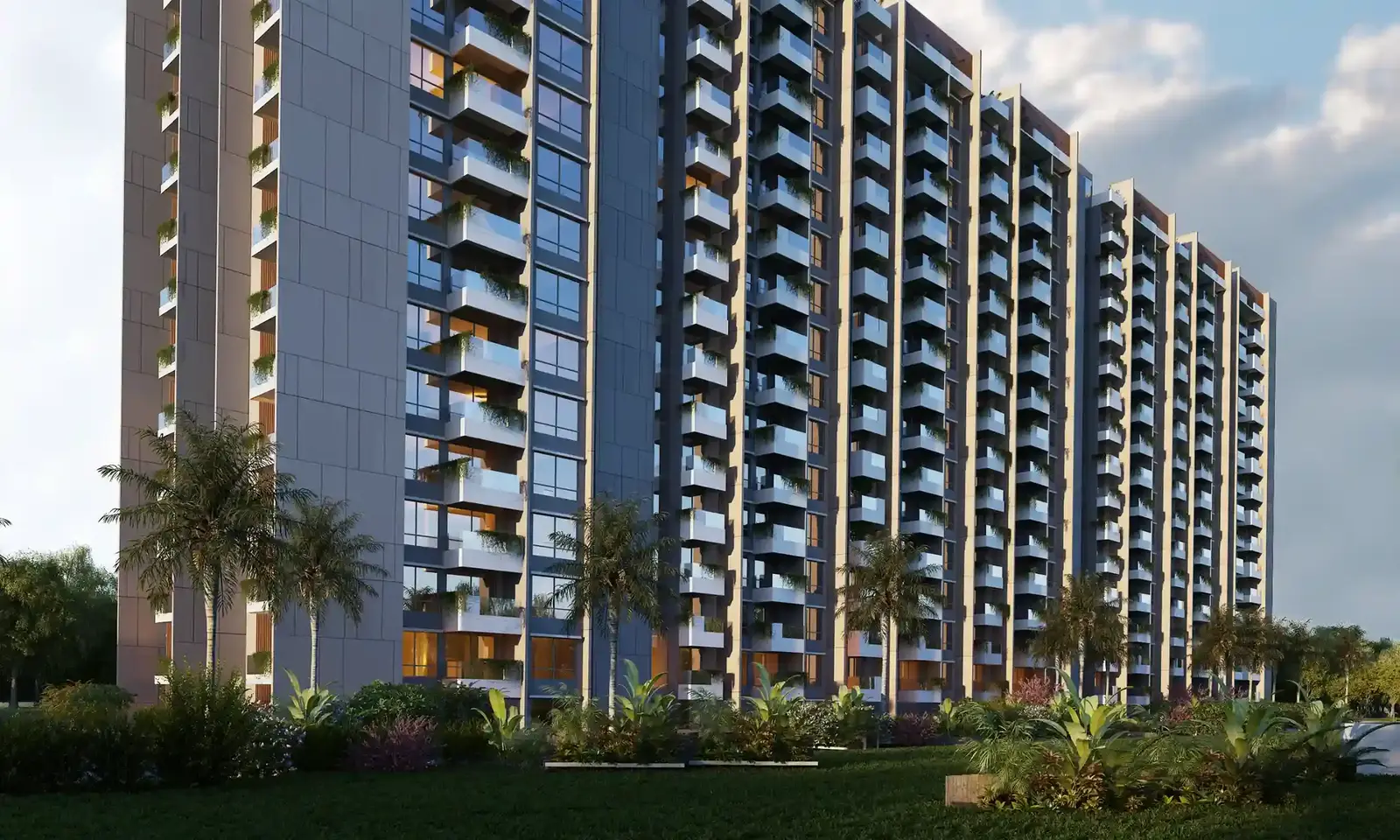 Balconied towers above a landscaped garden — Sumadhura Capitol Residences (1 of 6)