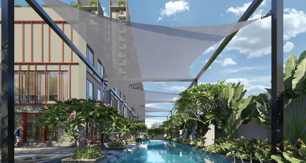 Balconied towers above a landscaped garden — Sumadhura Capitol Residences (2 of 6)