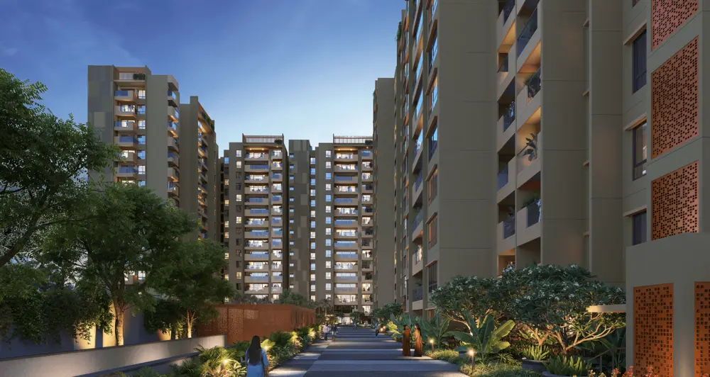 Balconied towers above a landscaped garden — Sumadhura Capitol Residences (4 of 6)