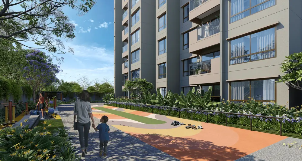 Balconied towers above a landscaped garden — Sumadhura Capitol Residences (5 of 6)