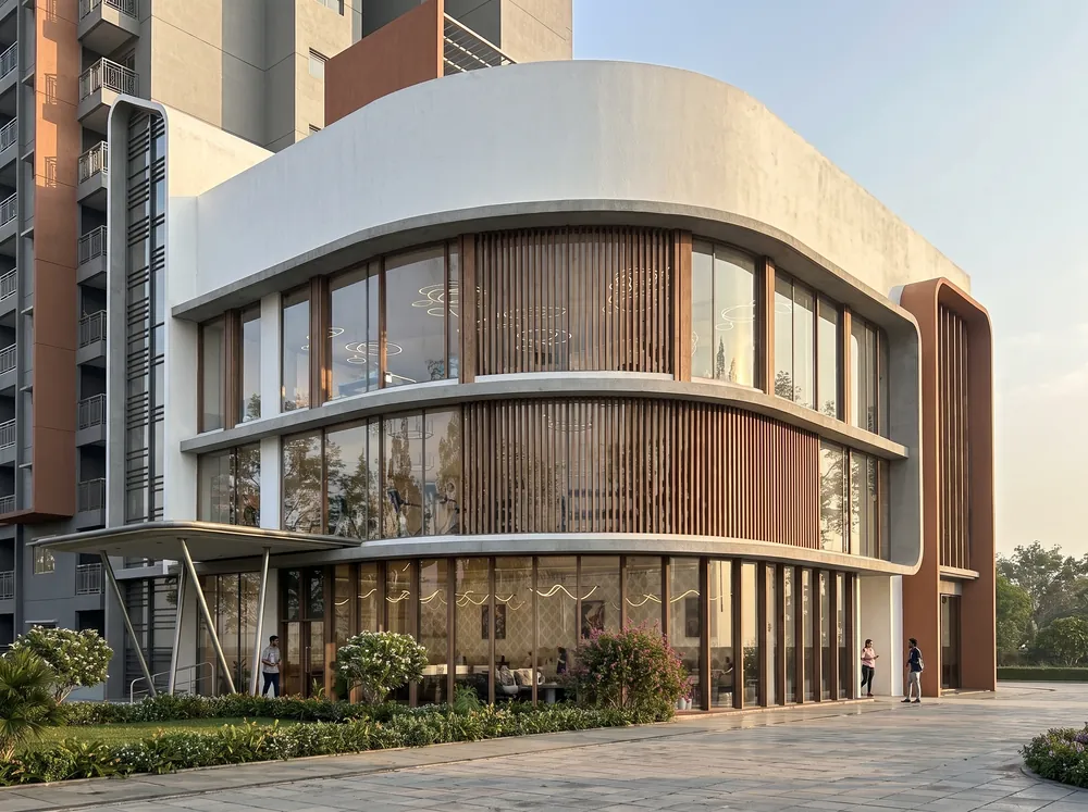 Japandi facades over a podium water body — TVS Emerald Altura (3 of 5)