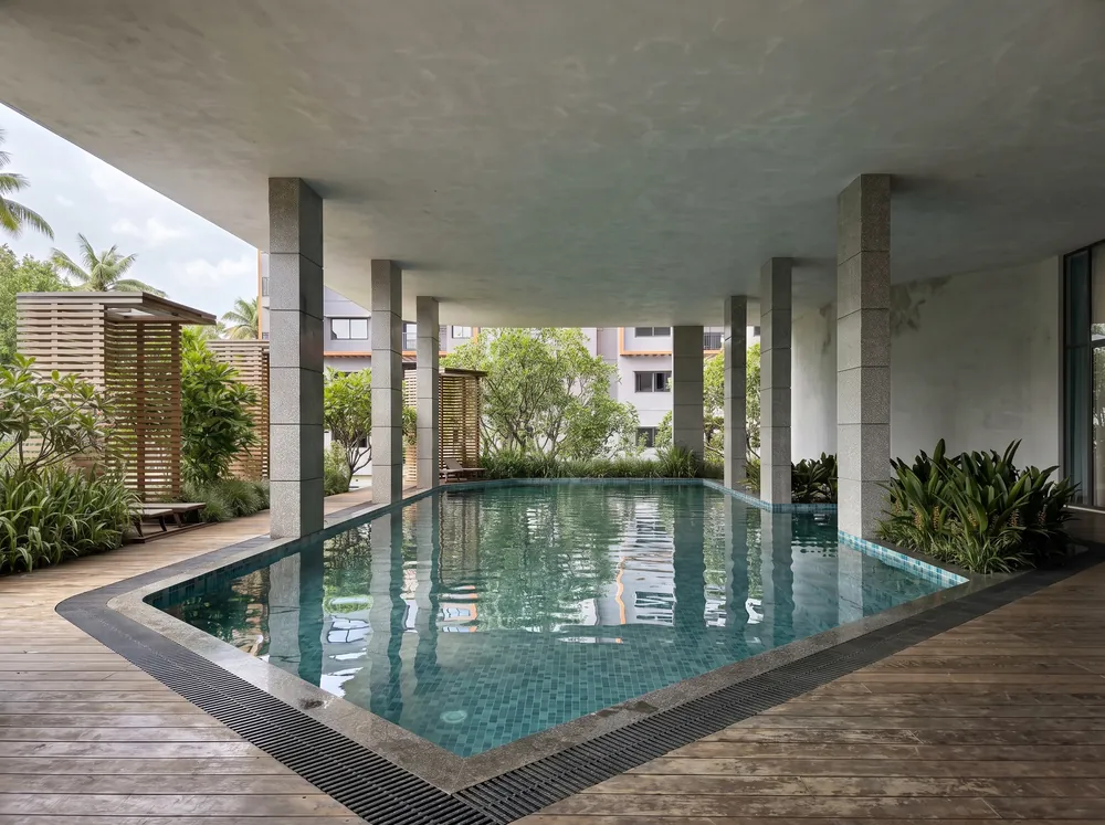 Japandi facades over a podium water body — TVS Emerald Altura (4 of 5)