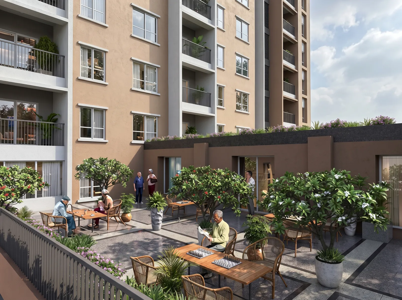 Low-rise senior community gardens